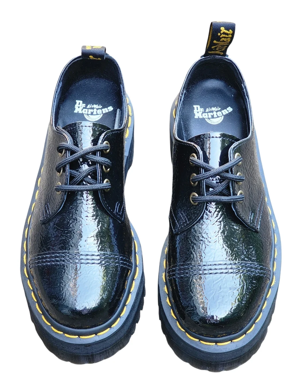 Dr.‎ Martens Black Patent Lace-Up Platform Shoes